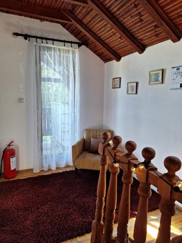 a living room with a couch and a window at Vila Borjak 