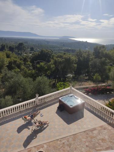 a view of a swimming pool on top of a house at Lunamora 2 in Rodi Garganico