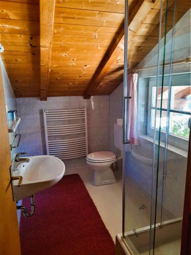 a bathroom with a toilet and a sink and a shower at Villa Andre in Tires