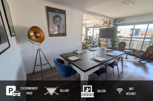 Logement 85m2, hypercentre, balcon, parking, clim