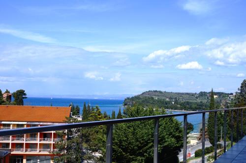 a view of the water from a balcony at Heart of Strunjan Apartments AL in Strunjan