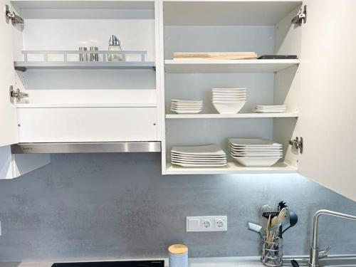 Kuchyň nebo kuchyňský kout v ubytování Dachgeschoß Maisonette im Altbau