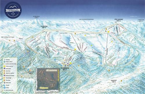 a map of a ski resort with mountains in the background at Le jas de l Ours - Chabanon in Selonnet