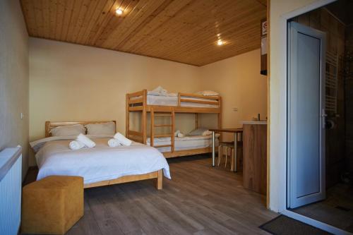 Postel nebo postele na pokoji v ubytování Hotel Tornisa Kazbegi