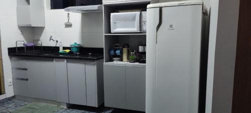 Η κουζίνα ή μικρή κουζίνα στο Apartamentos aconchegante Aki