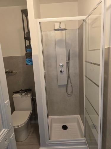 une douche dans une salle de bain avec toilettes dans l'établissement Nice GARE SNCF hyper centre 2 pieces tout confort, à Nice