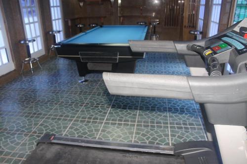 a room with a pool table and a chair at Deep Forest Garden Hotel in Puerto Princesa City