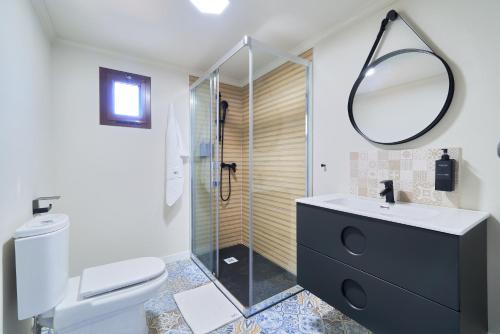 a bathroom with a toilet and a sink and a shower at RG Duque de Aveiro in Málaga
