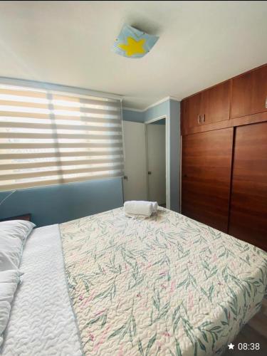 a bedroom with a large bed and a dresser at Departamento céntrico los andes chile in Los Andes