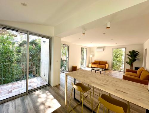 Χώρος καθιστικού στο Appartement avec jardin privé à 2min de la plage