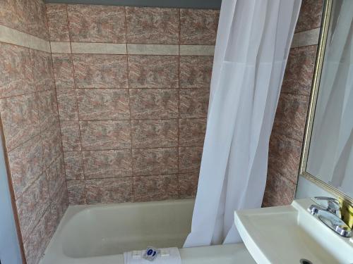 a bathroom with a bath tub and a sink at Wine Country Inn in Lodi