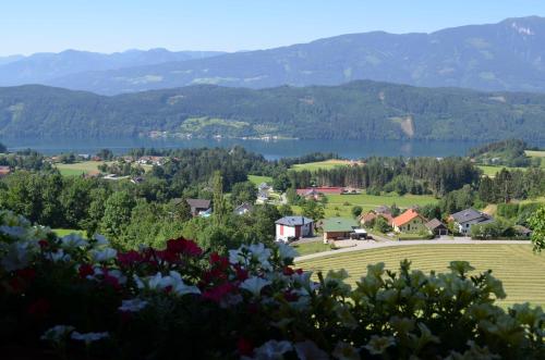 a view of the lake from the hills at Turnerhof in Millstatt