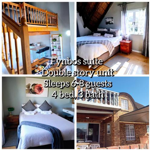 a collage of three pictures of a bedroom at Mond Kleine Guest House in Kleinmond