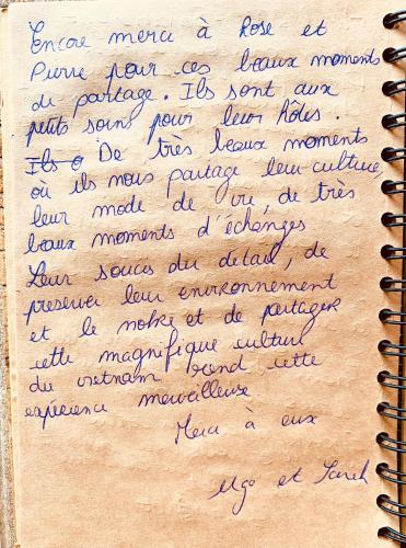 a letter from politician to organisation founder in handwriting at maison Rose & Jardinier eco homestay in Sa Pa
