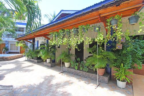 a building with a bunch of potted plants on it at Foxtail Siargao Island Guesthouse in General Luna