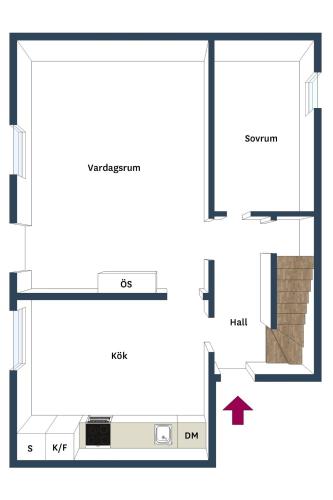 a floor plan of a small house at Casa Kruttornet & Villa Fiskarporten in Visby