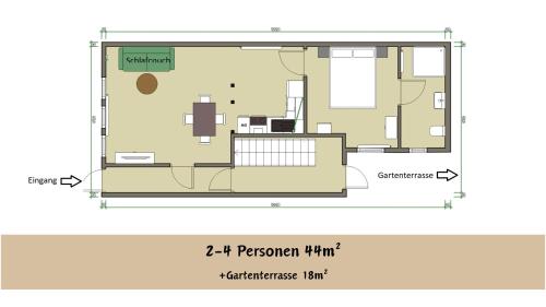 a floor plan of a small house at Häuslers Herberge in Stolberg i. Harz