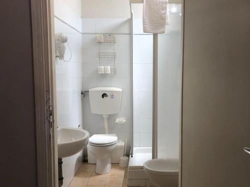 フィレンツェにあるサンソヴィーノ ベッド アンド カーのトイレと洗面台を備えた白いバスルーム