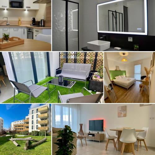 un collage de photos d'un appartement dans l'établissement 