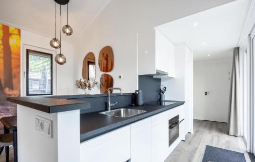 a kitchen with white cabinets and a sink at Luxurious Home In Voorthuizen With Wifi in Voorthuizen