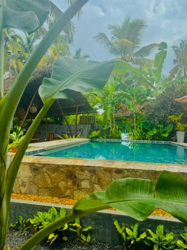 a swimming pool in a resort with palm trees at The Jini House in Ahangama