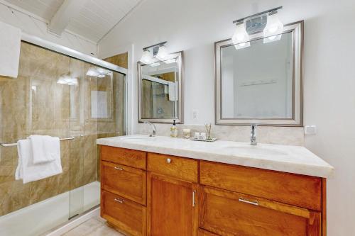a bathroom with a sink and a shower at Hawkins Lookout in Cudjoe Key