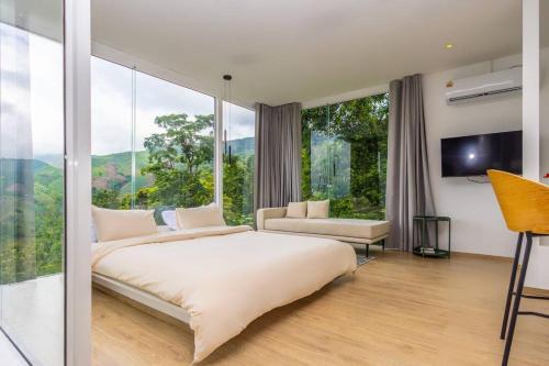 Katil atau katil-katil dalam bilik di Modern Grand House at Doi Sakad, Nan