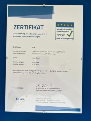 a letter from the zetteretter tariff administrator for an independent contractor documentation and demonstration at Alpenglück de Luxe Ferienwohnung am Forggensee in Schwangau