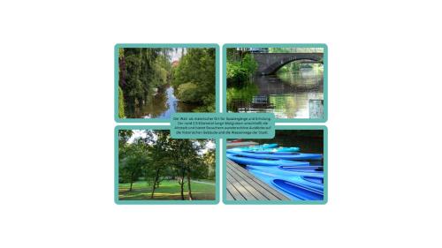 four pictures of a river and a bridge at WLAN,Smart TV,4 Betten, Zentral in Emden