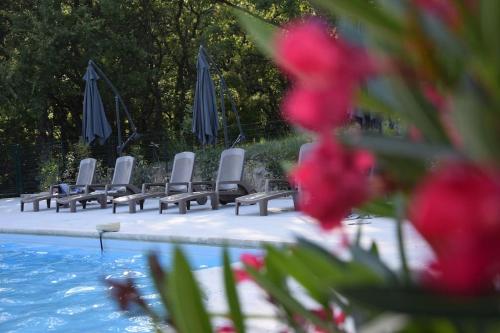 Kolam renang di atau dekat dengan Moulin des Gypses Gîte Les Pampres, Ventoux