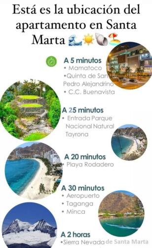 a collage of pictures of santa margherita island at Aparta hotel aviva in Santa Marta