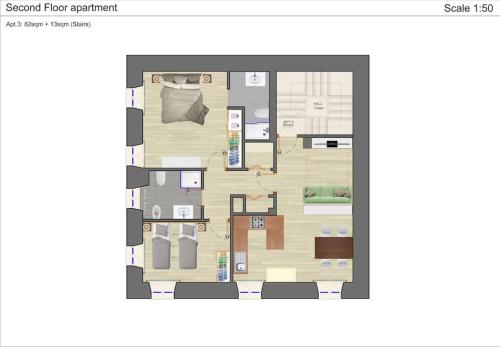 a plan of a floor plan of a house at Casa Magenta Apartment 2 in Valeggio sul Mincio