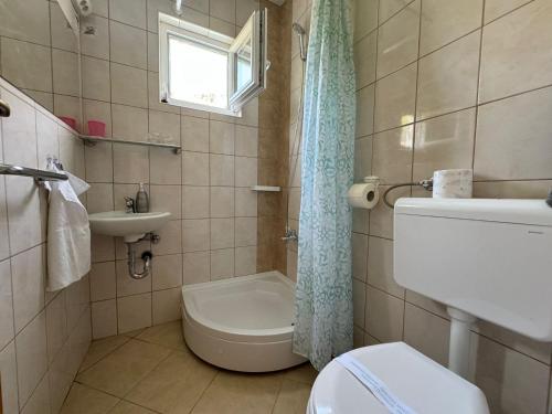 a bathroom with a toilet and a sink at Apartments Rotim, Mljet, Sutmiholjska in Babino Polje