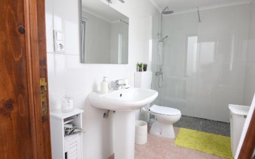 AchadaにあるSunset GreenHouseの洗面台とトイレを備えた白いバスルーム
