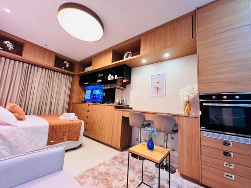 Køkken eller tekøkken på Granja Brasil - Lindo Studio - Com Piscina e Lazer - No Centro de Itaipava