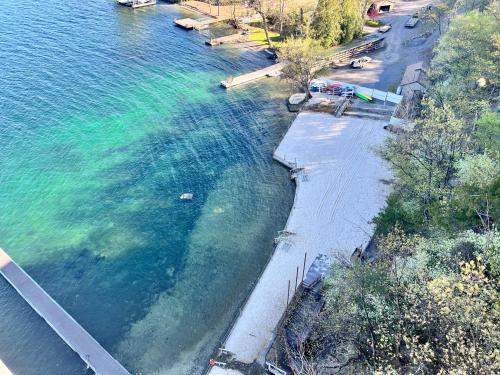 an aerial view of a body of water at Canandaigua Lake Retreat with view and private beach access, foliage, hike, and Ski in Canandaigua