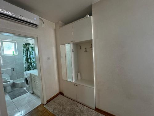 a bathroom with a toilet and a sink at Lovely Apartment with terrace/Divan apartman sa terasom in Novo Selo