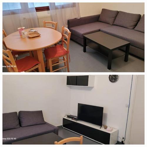 un salon avec un canapé et une table dans l'établissement sam34, à Montpellier