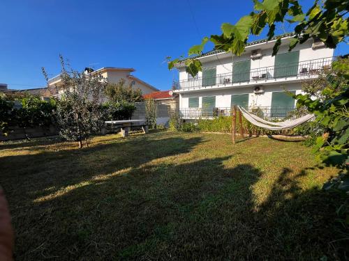a yard with a hammock in front of a building at Casa do Olival in Peso da Régua
