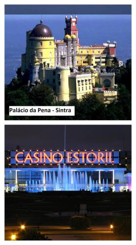 two pictures of a building with a casino resort at Quinta da Bela Vista - Ericeira in Galiza