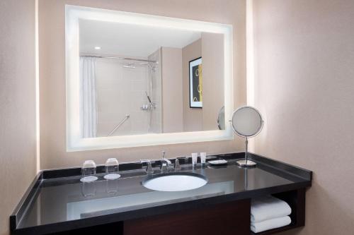 a bathroom with a sink and a mirror at The Westin Baltimore Washington Airport - BWI in Linthicum Heights