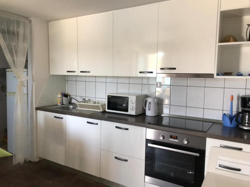 Kuchyň nebo kuchyňský kout v ubytování Apartment Ema
