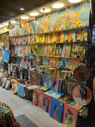 a store with a lot of books on display at Kabara Nubian House in Abu Simbel