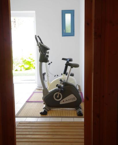a exercise bike sitting on a treadmill in a room at Stieglerhof KG in Illmitz