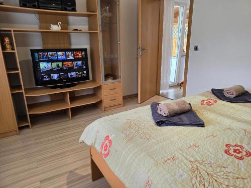 Ένα ή περισσότερα κρεβάτια σε δωμάτιο στο Apartments NEAR THE SOČA RIVER