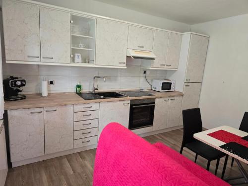 Η κουζίνα ή μικρή κουζίνα στο Apartments NEAR THE SOČA RIVER