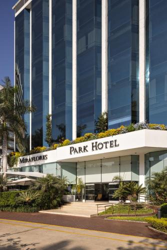 a building with a park hotel sign in front of it at Miraflores Park, A Belmond Hotel, Lima in Lima