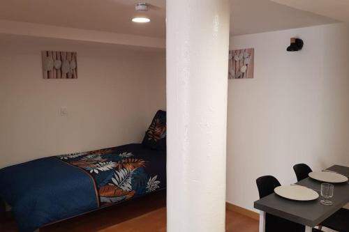 Ένα ή περισσότερα κρεβάτια σε δωμάτιο στο Studio meublé en sous-sol en plein centre ville