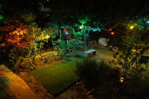 an aerial view of a garden at night at Chalet Dirfys - Escape in the heart of Evia in Kambiá