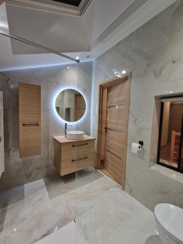 a bathroom with a sink and a mirror at Charmante maison de ville in Châtillon-sur-Seine